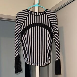 Lululemon Black and White Striped Long Sleeve